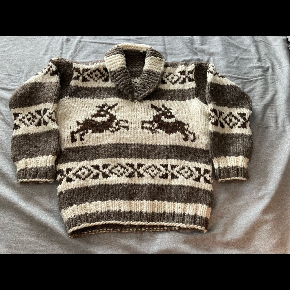 100% wool Cowichan sweater